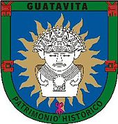The seal of Guatavita bears a Muisca against a shining Sué