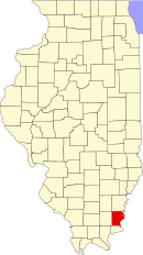 ギャラティン郡の位置を示したイリノイ州の地図