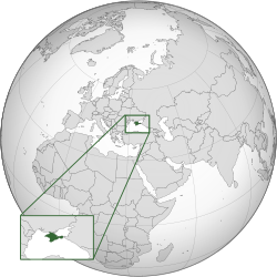 Lokasi the  Republik Krimea, terdiri atas mantan Republik Otonom Krimea dan Kota Sevastopol  (hijau)