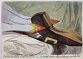 Fashionable Contrasts;—or—The Duchess's little Shoe yeilding [sic] to the Magnitude of the Duke's Foot (1792)