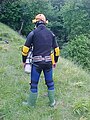 Simplified British cave diving sidemount harness, back view.