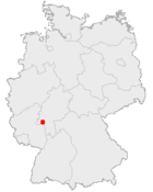 Mapa da Alemanha, posição de Wiesbaden acentuada