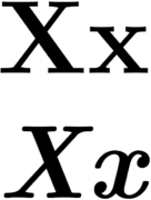 Uppercase and lowercase versions of X, in normal and italic type