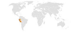 Map indicating locations of Macau and Peru