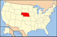 ネブラスカ州の位置を示したアメリカ合衆国の地図