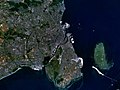 Imatge satellit de Copenaga (lo « pòrt dels mercands »), exemple de vila portuària