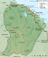 topografická mapa Guyany