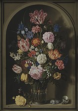 Bouquet of Flowers in a Stone Niche, Ambrosius Bosschaert, 1618