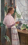 「花に水をやる少女」(1890s)