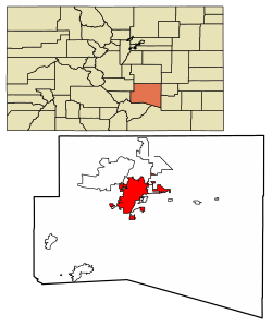 Location of Pueblo in Pueblo County, Colorado.