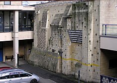 An outdoor climbing wall at the University of Bath, England