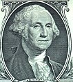 Portrait of George Washington on the dollar bill