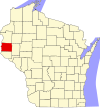 State map highlighting Saint Croix County
