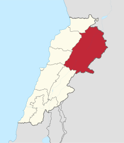 Location of Baalbek-Hermel Governorate in Lebanon