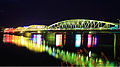 Bridge at night with lights