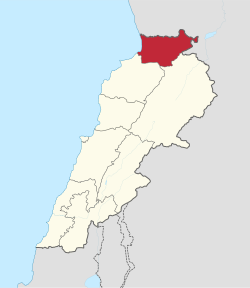 Location of Akkar Governorate in Lebanon