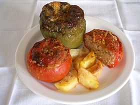 Stuffed peppers and tomatoes