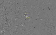 Opportunity landing site, parachute and backshell, as imaged by MRO (November 29, 2006)