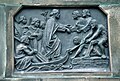 Statue in Fulda: relief on the base - Bonifatius comes from England