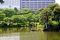 Vrt Koišikava Kōraku-en v Tokiu, ki so ga začeli graditi leta 1629, je zdaj obdan s poslovnimi stavbami.