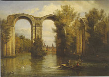 Le château de Maintenon vu à travers l'aqueduc par François-Edme Ricois.