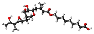 Ball-and-stick model of the mupirocin molecule