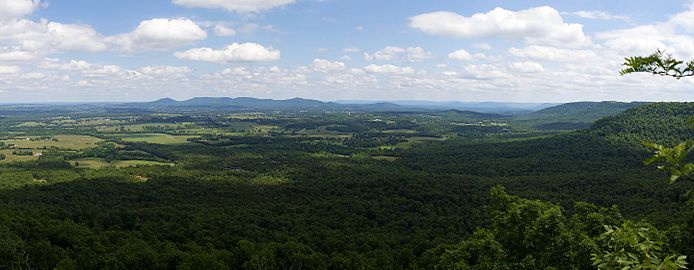 Looking east on Gaither Mountain from AR 43. The plateau of the Boston Mountains is clearly visible on the right.