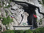 Monument to Alexander Suvorov and his fallen soldiers next to the Devil's Bridge, 1899.
