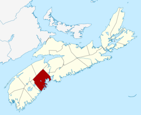 графство Луненбург на провінційній мапі Нової Шотландії.