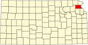 Map of Kansas highlighting Atchison County