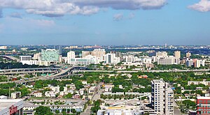 Miami's Health District with the Midtown Interchange (foreground) and Miami International Airport (background) in June 2010