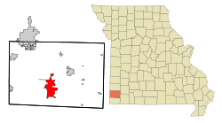 Location of Neosho, Missouri