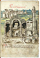 1487 drawing of ruined church over St George's tomb and Mosque by Konrad von Grünenberg