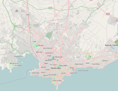Mapa konturowa Montevideo, na dole znajduje się punkt z opisem „Uniwersytet w Montevideo”