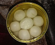 Sponge Rasgulla within a container