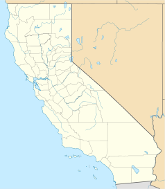 Mapa konturowa Kalifornii, na dole nieco na prawo znajduje się punkt z opisem „North El Monte”
