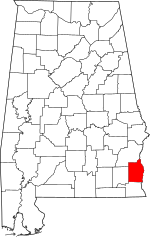 Map of Alabama highlighting Henry County