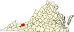 Hartă a statului Virginia indicând comitatul Bland