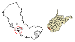 Location of Matewan in Mingo County, West Virginia.