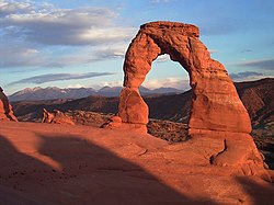 View of the Delicate Arch at sunset, August 2005