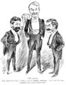 Image 7Gilbert and Sullivan with Richard D'Oyly Carte, in a sketch by Alfred Bryan for The Entr'acte (from Portal:Theatre/Additional featured pictures)