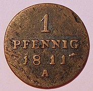 Brandenburg pfennig of 1811, reverse