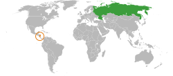 Map indicating locations of Russia and Nicaragua