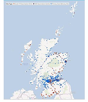 Vaccination site locations in Scotland, as at 14 January 2021