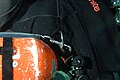 Sidemount diver: detail of top of cylinder