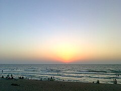 Sunset at the Deir al-Balah beach, Gaza Strip