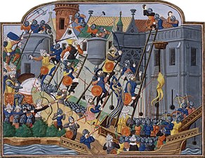 Die Eroberung von Konstantinopel 1453, zeitgenössische französische Miniatur