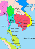 Đại Việt during Đinh dynasty (blue, top right)