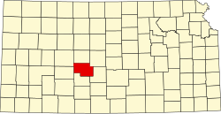 map of Kansas highlighting Pawnee County