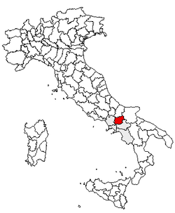 Kartet viser Provinsen Beneventos plassering i Italia